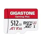 Gigastone Carte Mémoire 512 Go Gaming Plus Série, Vitesse de Lecture allant jusqu'à 100 Mo/s. Compatible avec Switch Dashcam GoPro Canon Nikon DJI Drone, A1 U3 V30 Carte Micro SDXC avec Adaptateur SD.