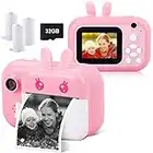 MINIBEAR Instant Camera for Kids Digital Camera for Girls Toddler Camera with Print Paper, 40MP Kids Video Camera Child Selfie Camera Toy Camera Kids Camcorder 2.4 Inch Screen and 32GB TF Card (Pink)