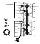 McDuory Digital HDTV Outdoor Amplified Antenna - 150 Miles Range - Mounting Pole & 40 feet RG6 Coaxial Cable Included - Optimized Performance in UHF & VHF - Tools Free Installation