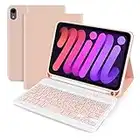 Lively Life Custodia con tastiera per iPad Mini 6, tastiera Bluetooth per iPad mini 6a generazione da 8,3", custodia protettiva con tastiera wireless staccabile, portapenne integrato, rosa