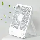 JISULIFE Desk Fan Battery Rechargable Fan，4500mAh 180°Foldable Portable Personal Fan, 4 Speeds Adjustable Long Battery-life for Home Office Travel Outdoor-White