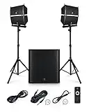 PRORECK Club 4000 18-inch 4000W P.M.P.O Stereo DJ/Powered PA Speaker System Combo Set Line Array Speaker and 18 inch Active Subwoofer with Bluetooth/USB/SD Card/Remote Control