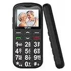 uleway Big Button Mobile Phone for Elderly, GSM Unlocked Mobile Phone With SOS Button, Speed Dail, Torch, FM Radio, Dual SIM Basic Cell Phone, Easy to Use for Seniors (Black)