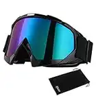 Lunettes de moto de qualité supérieure - Anti-buée - Anti-UV - Avec double lentille - Rembourrage en mousse - Pour activités de plein air - Ski - Cyclisme - Snowboard - Randonnée - Protection des yeux