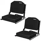 Jauntis Stadium Seats for Bleachers, Bleacher Seats with Ultra Padded Comfy Foam Backs and Cushion, Wide Portable Stadium Chairs with Back Support and Shoulder Strap, 2 Pack, Black