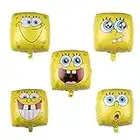 5pcs 18 "Palloncini SpongeBob SquarePants, ZHULIA-SpongeBob SquarePants Palloncini Foil, Palloncini Quadrati Cartoon per Feste di Compleanno, Baby Shower, Articoli per Feste