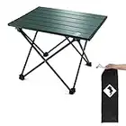 VILLEY Portable Camping Side Table, Ultralight Aluminum Folding Beach Table with Carry Bag for Outdoor Cooking, Picnic, Camp, Boat, Travel - Green