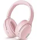 HROEENOI Pink Active Noise Cancelling Headphones, Bluetooth Headphones with 40H Playtime, Hi-Res Audio, Connect to 2 Devices, Memory Foam Earcups, Wireless Headphones Over Ear for Travel, Home, Office
