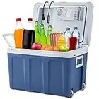 Ivation Electric Cooler & Warmer with Wheels & Handle |48 Quart (45 L) Portable Thermoelectric Fridge For vehicles & Trucks| 110V AC Home Power Cord & 12V Car Adapter for Camping, Travel & Picnics