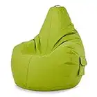 Green Bean© Poltrona a sacco con schienale 80x70x90cm - Sedia Gaming 230 litri di imbottitura accogliente, morbida, e lavabile - Cuscino pavimento Pouf Sgabello Poltrona da gioco Relax Verde