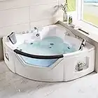 BHBL 61 x 61 In Acrylic Whirlpool Corner Tub Two Person Hydrotherapy SPA Soaking Fan Shaped Back to Wall Whirlpool Tub with Double Pillow (DK-Q312N)