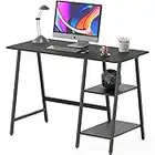 SHW Ivy Trestle Desk with Storage Shelves for Home/Office, 43-Inch, Black