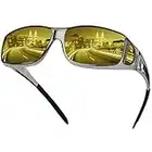 URUMQI Night Driving Glasses Fit Over Glasses for Men & Women, HD Polarized Anti Glare Night Vision Glasses Wrap Around