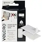 VELCRO Brand 2pk Heavy Duty White Stick On Strips 50mm x 100mm, Hook And Loop Tape Self Adhesive Strips, Industrial Extra Strong Double Sided Sticky Pads Heavy Duty Perfect for Home, Office & Garage