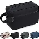 FUNSEED Travel Toiletry Bag for Women and Men, Shaving Bag for Toiletries Accessories, Foldable Storage Bags with Handle for Cosmetics Brushes Tools,Black