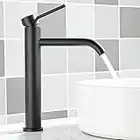 Maynosi Robinet de baignoire haut robinet du bassin, robinet du bassin haut, robinet de lavabo du contreplafond, robinet moderne du monobloc avec les tuyaux flexibles, noir