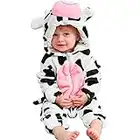 MICHLEY Unisex Baby Boy Girl Hooded Romper Winter Animal Cosplay Jumpsuit Outfits, Cow, 6-12months, Size 80