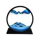 YKW 3D Deep Sea Moving Sand Art,Relaxing Kinetic Sandscape Art Table Desk Top to Decor for Any Home, Office Desktop, Mantle,Bookshelf Making It Ideal for Any Setting (7inches, Blue)