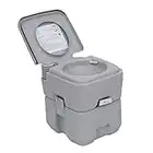 Outsunny 20L Portable Travel Mobile Toilet Outdoor Camping Handle WC with 2 Detachable Tanks & Push-Button Operation, Grey