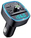 FM Transmitter for Car Bluetooth 5.0, TEUMI Ambient Light Bluetooth Car Kit, 2.4A & 1A Dual USB Ports Car Charger, Wireless Radio Bluetooth Car Adapter, Hands Free Calling, Support SD Card USB U-Disk