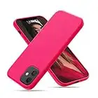 CALOOP Liquid Silicone Case Designed for iPhone 12 Case and iPhone 12 Pro Case, Full Body Protective Covered Soft Gel Rubber Slim Shockproof Cover Case with Microfiber Lining, 6.1 inch (Hot Pink)