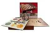 Aquamarine Games - 6 juegos clásicos: ajedrez, damas, backgammon, oca, parchís, escalera (CP030)