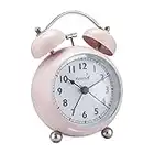 FLOITTUY (Loud Alarm Clock for Deep Sleepers) 3.5'' Twin Bell Alarm Clock with Backlight for Bedroom,No-Ticking,Cute(Pink)