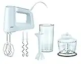 Braun Household MultiMix 3 HM 3135 Handmixer – Handrührgerät zum Backen & Kochen, inkl. Schneebesen, Knethaken, Pürierstab, Zerkleinerer und 600 ml Mix- und Messbecher, 500 W, Weiß