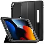 SEYMCY Case for iPad 9th/8th/7th Generation, iPad 10.2 Inch Case 2021/2020/2019, Shockproof iPad Smart Cover with Pencil Holder, Auto Wake/Sleep, Sturdy Stand Case fit 10.2 inch iPad 9/8/7 Gen, Black