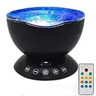 Projecteur Veilleuse,HomeYoo Projecteur de Vagues Océan 7 Modes Veilleuse de Nuit Avec Télécommande Mini Enceinte Intégrée Pour iPhone Android Deco Atmosphère Soirée Chambre à Coucher (Noir)