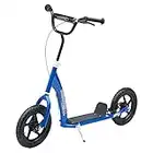 HOMCOM Adjustable Kids Pro Stunt Scooter Children Street Bike Bicycle Ride On with 12” Pneumatic Tire (Blue)