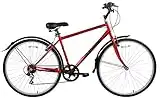 Professional City 700c Wheel Mens Hybrid Touring Trekking Bike Bicycle 6 Speed Red 18" Frame