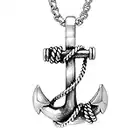 Feilok Stainless Steel Pendant Necklace for Men, The Caribbean Anchor, Silver Color