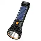 Solar/Rechargeable Multi Function 1000 Lumens LED Flashlight, with Emergency Strobe Light and 1200 Mah Battery, Emergency Power Supply and USB Charging Cable, Fast Charging (1PC)