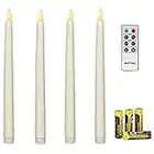 Rhytsing Set di 4 Candele a Led Bianco Coniche con Telecomando e Batterie, Natale Decorazione Luminosa Uso Interno H 27,5cm