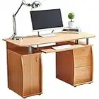 RayGar Beech Deluxe Design Computer Desk With Cabinet and 3 Drawers For Home Office Table Workstation - New (Beech)