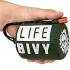 Go Time Gear Life Bivy Emergency Sleeping Bag Thermal Bivvy - Use as Emergency Bivy Sack, Survival Sleeping Bag, Mylar Emergency Blanket - Includes Stuff Sack with Survival Whistle + Paracord String - Green