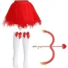 Cupid Costume Accessories Kit, Including Cupid Bow and Arrow, Bow High Stockings and Tutu Skirt for Women (Red), Red, Medium