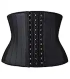 YIANNA Women's Underbust Latex Sports Girdle Short Torso Waist Training Corsets Tummy Control Sports Workout Hourglass Body Shaper, YA110299-Black-M