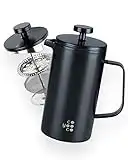 Coyooco French Press Black 350 ml | Pour 2 tasses | Disponible en 2 tailles | Délicieux café pour les déplacements | Cafetière Barista dans un thermos