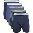 Gildan Men's Underwear Boxer Briefs, Multipack, Mixed Navy (5-Pack), Medium