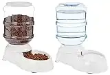 Amazon Basics Automatic Dog Cat Feeder and Water Dispenser Gravity Feeder and Waterer Set, Small, 6-Pound Food Capacity, 1-Gallon Water Capacity