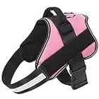 Bolux Dog Harness, No-Pull Reflective Dog Vest, Breathable Adjustable Pet Harness with Handle for Outdoor Walking - No More Pulling, Tugging or Choking (Pink, L)