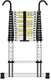 Teenza Scala Telescopica 4,1m, Telescopica con Gancio e Stabilizzatore, Scala da Soffitta Portatile in Alluminio, Carico Massimo 150kg