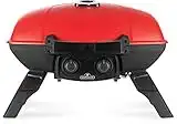 Napoleon TravelQ 285 Portable Gas Bbq Grill, Propane, Red Lid - TQ285-Rd-1-A – Two Burners, Cast Iron Cooking Grids, Comes with Drop-In Griddle, Ideal for Camping & Tailgating