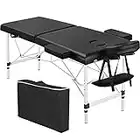 Yaheetech Folding Massage Table Portable Salon Couch Bed Professional Beauty Tattoo Therapy Table Adjustable 2 Sections Aluminum