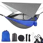 Mingfuxin Camping Hammock with Mosquito Net, Portable 200kg Load Capacity Hammock with Waterproof Rainfly Tarp Camping Tent for Travel Outdoor Hiking (Blue)