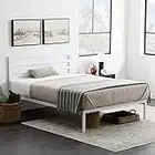 Edenbrook Cassidy Metal Platform Bed Frame with Metal Headboard - Box Spring Not Required - Wood Slat Support, White, King