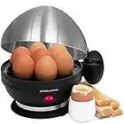 Andrew James Egg Boiler Poacher Electric Cooker with Steamer Attachment for Perfect Soft and Hard Boiled Eggs | up to 7 Egg Capacity | Water Measuring Cup & Egg Piercer | 380W