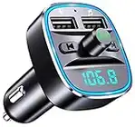 Mohard Trasmettitore FM Bluetooth per Auto, Adattatore Audio Radio Lettore Musicale MP3, Chiamata Vivavoce, Porte USB Doppie (5V/2.4A & 1A), Lettore di Schede TF & Chiavetta USB, Nero, T25